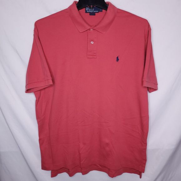Ralph Lauren Polo Shirt Mens XL Red Navy Pony Preppy Vintage Cotton Casual - Picture 2 of 10